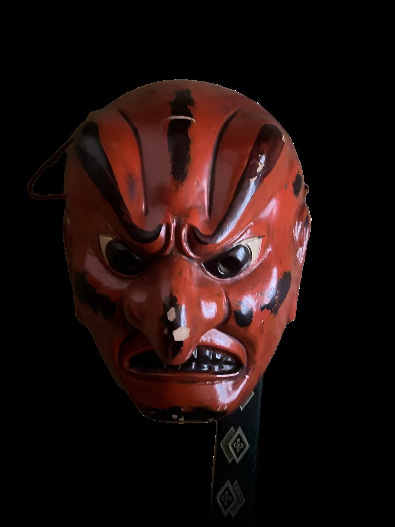 Showa Period Ceramic Red Oni Mask