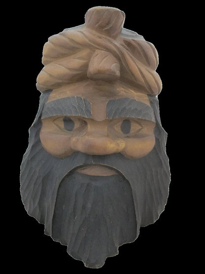 Taisho Period Ainu Carved Wooden Mask, Male Face, Antique Decorative Piece