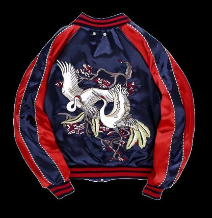 2000s Sukajan Jacket with Embroidered Cranes US Size Medium