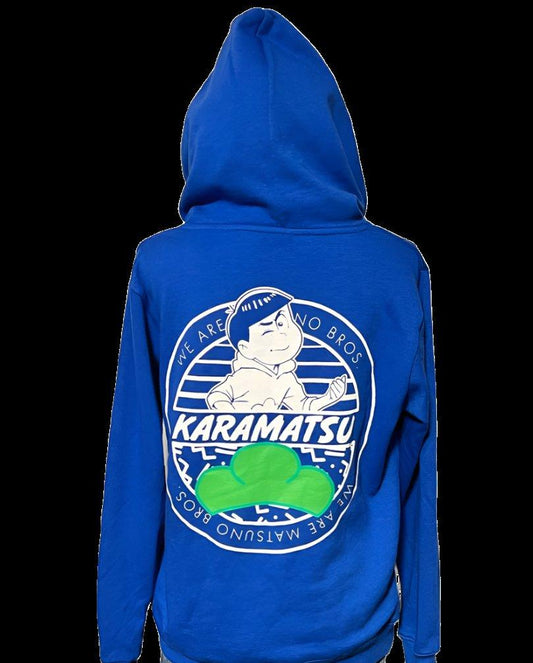 2010s Osomatsu-san Karamatsu Blue Fleece-Lined Hoodie, US Size S