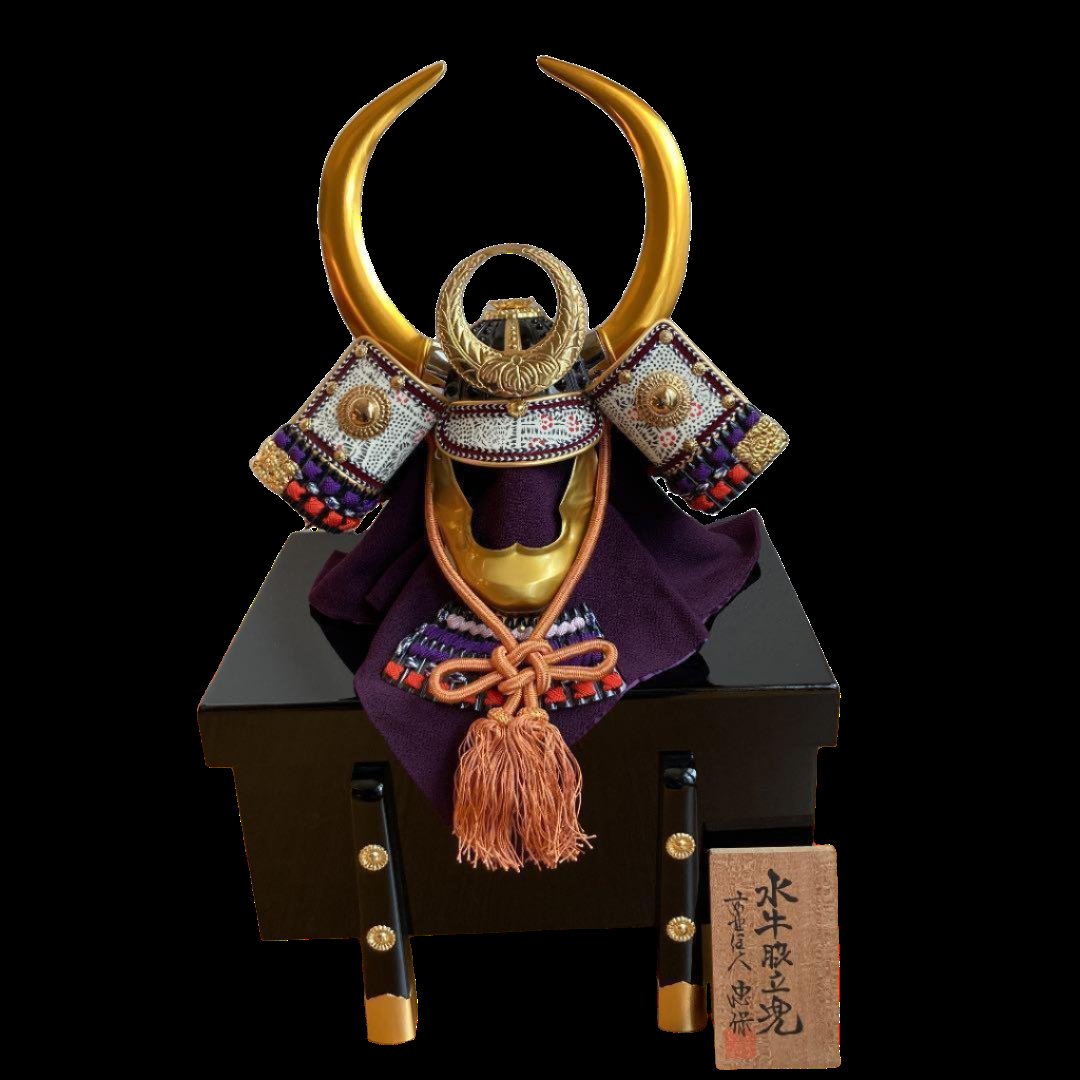 2000s Water Buffalo Horned Samurai Helmet – Children’s Day with Display Box