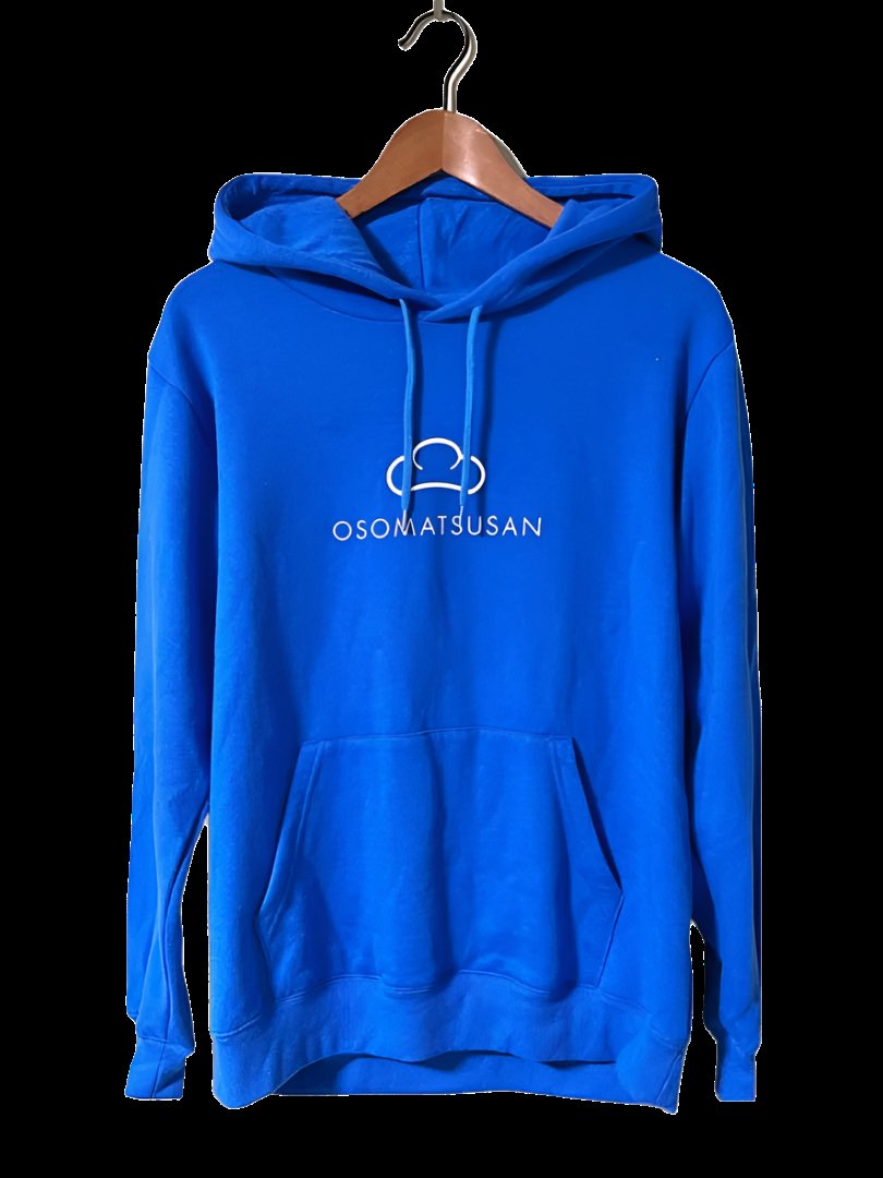 2010s Osomatsu-san Karamatsu Blue Fleece-Lined Hoodie, US Size S