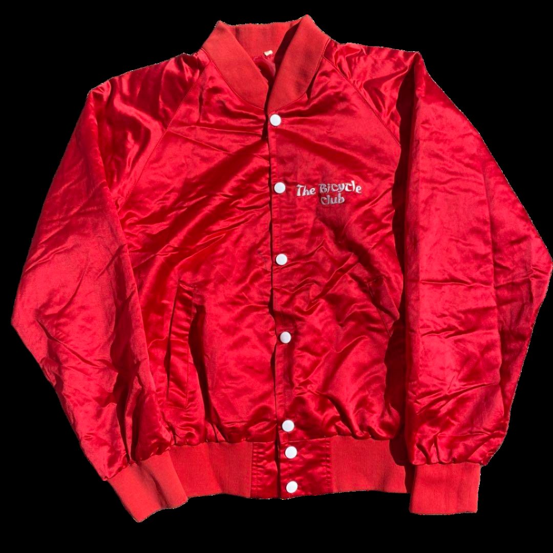 1980s Sukajan Nylon Jacket Dragon Embroidery Red -  US L