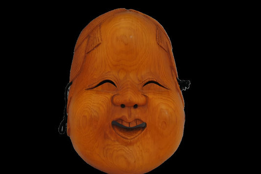 Charming Okame Noh Mask (Showa Period)