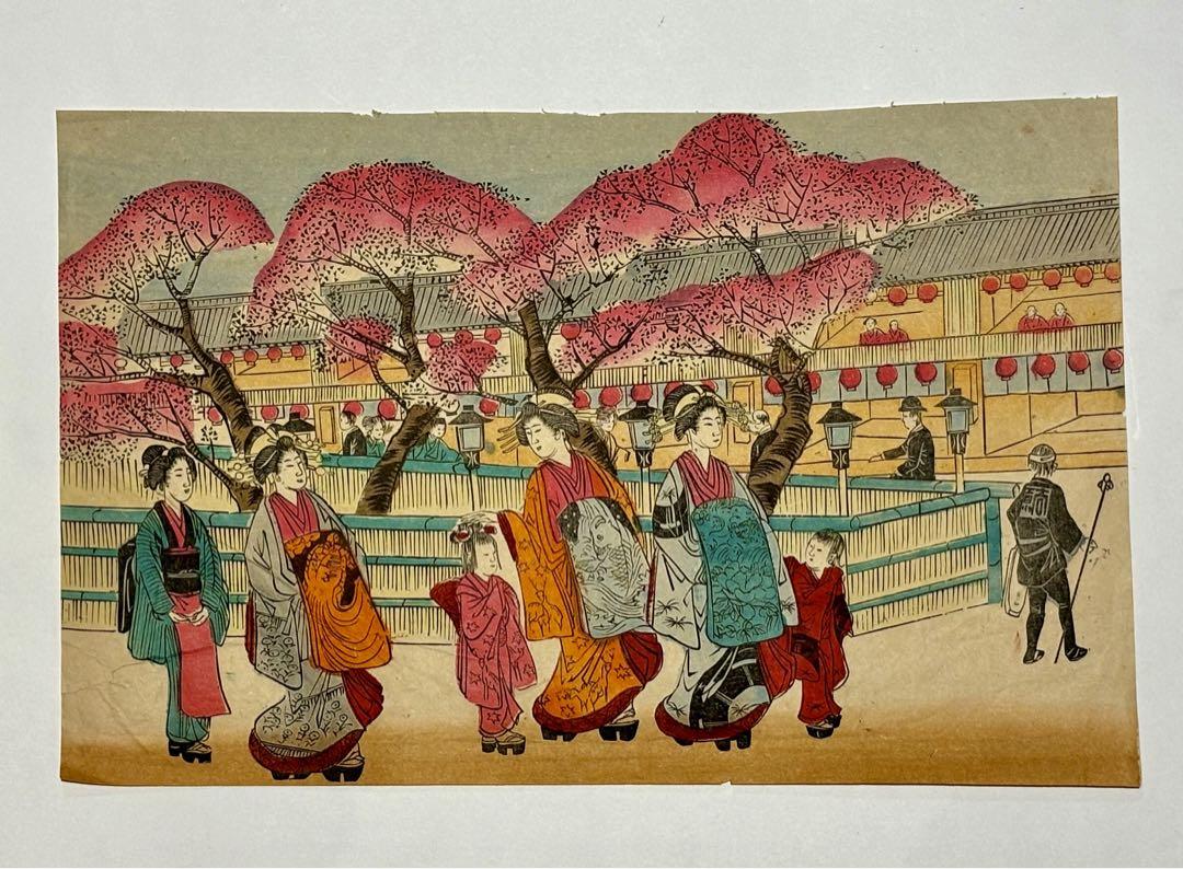 "Yoshiwara Colored Woodblock Print [吉原 彩色木版図]" Meiji Period, Ukiyo-e Nishiki-e