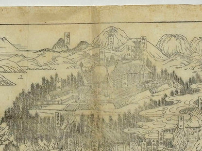 "Map of Hakone Shrine, Sagami Province Ashigara-shimo District Motohakone [相模国足柄下郡元箱根付県箱根神社図]" Meiji 22 (1889) Woodblock Print, Antique Map