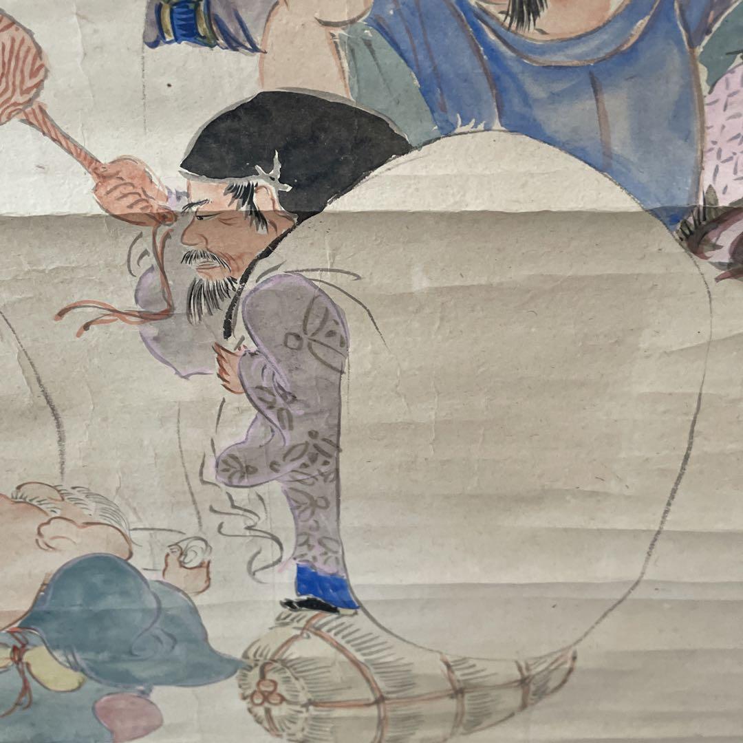 Seven Lucky Gods Painted Scroll, Early Showa Period