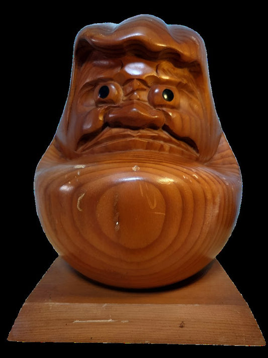 Wooden Daruma with Base, 1980s Showa Era