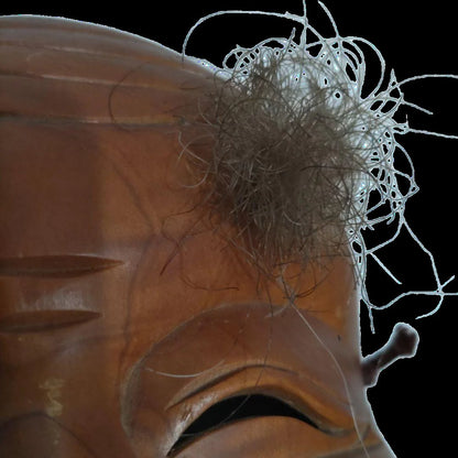 Showa Period Wooden Kagura Mask with Horse Hair Beard