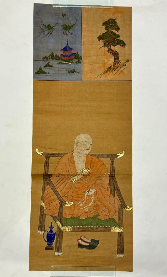 Kobo Daishi Portrait – Hand-Painted Scroll (Edo Period)