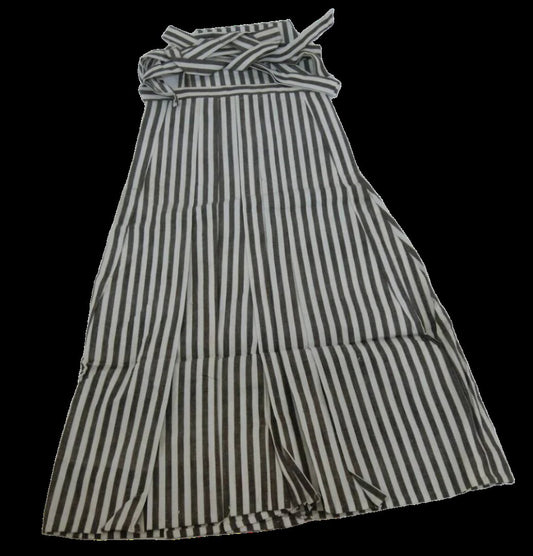 70s Men's Small Gray and White Striped Cotton Hakama