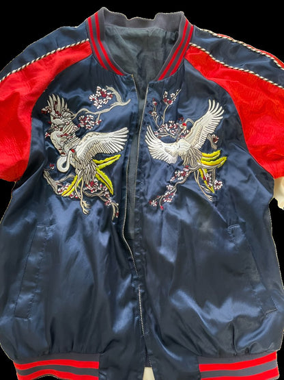 2000s Sukajan Jacket with Embroidered Cranes US Size Medium