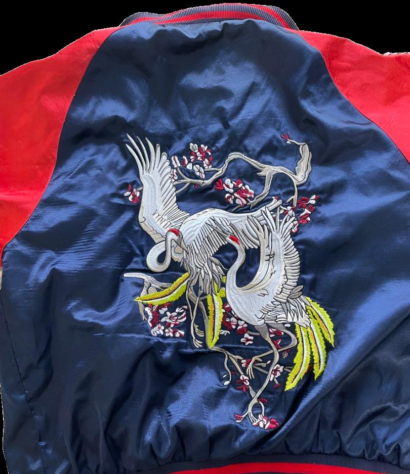 2000s Sukajan Jacket with Embroidered Cranes US Size Medium