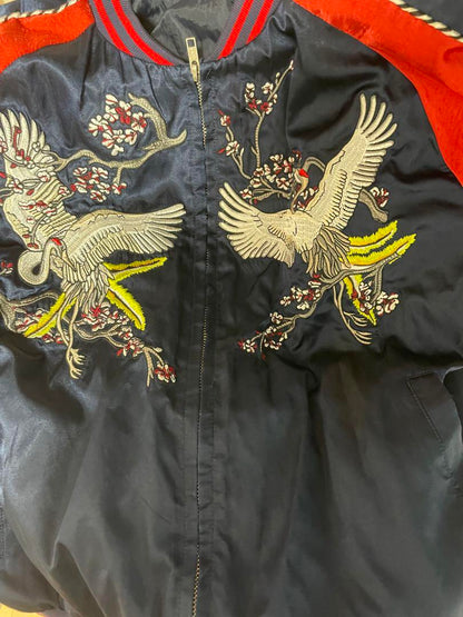 2000s Sukajan Jacket with Embroidered Cranes US Size Medium