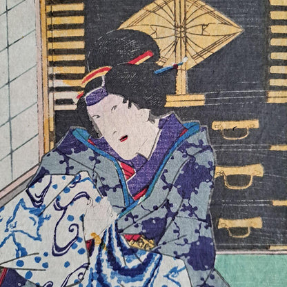 Kunisada (Third Toyokuni) Ukiyo-e Print, Two-Piece Set, Edo Period